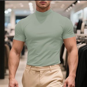 เสื้อยืดคอเต่าผู้ชาย แขนสั้น คอเต่า ฤดูร้อน ฤดูใบไม้ผลิ ทุกฤดูกาล เรียบง่าย แฟชั่น ลำลอง พื้นฐาน เสื้อยืดวันหยุดสำหรับผู้ชาย - Product Image 3