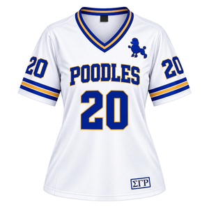 Maillot de football personnalisé pour femmes Sigma Gamma Rho, chemise de sport respirante pour équipe de sororité avec lettres grecques, uniforme athlétique - Product Image 1