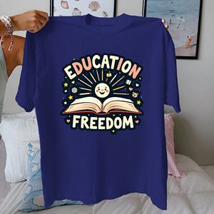 Tshirt pour femme en pur coton éducation et liberté coupe confortable - Product Image 3