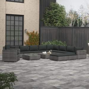 Ensemble de salon de jardin modulaire en rotin PE gris 13 pièces - Product Image 1