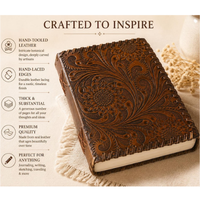 Journal en cuir personnalisé avec motif floral en relief, carnet à couverture rigide fait main, agenda artisanal fleuri, cadeau pour lui et pour elle
