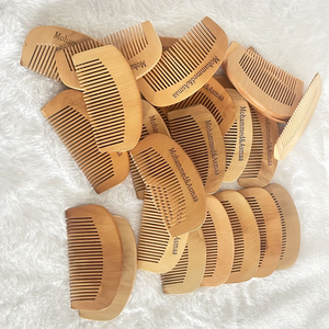 Peine de madera de Neem antiestático, redondo, de dientes anchos, peine de bolsillo, cepillo de madera para el cabello, herramienta de peinado de la India, artesanía natural - Product Image 2