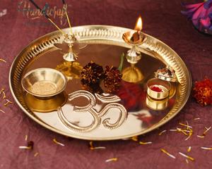 Thali Tradicional de Latón para Pooja, Aarti, Diwali, Navratri, Rakhi, Regalo de Boda - Product Image 3