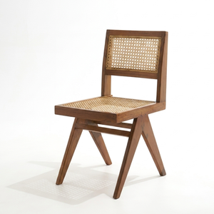 Silla de Comedor Moderna de Madera Maciza y Ratán con Asiento y Respaldo de Mimbre Tejido, Silla Lateral Nórdica sin Brazos para Comedor, Cafetería y Hotel - Product Image 1