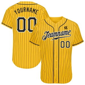 Camiseta de béisbol personalizada con rayas azules, uniforme de equipo con botones para hombre, camisa deportiva de poliéster transpirable, nombre/número personalizado - Product Image 2