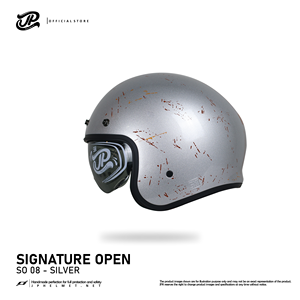 Casco Abierto JP Signature Open Motif SO 08 Retro en Plata, combina diseño clásico y seguridad moderna para motociclismo - Product Image 1