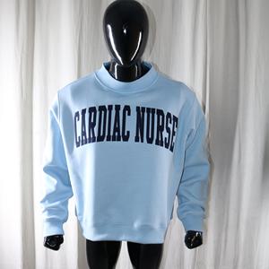 CARDIAC NURSE SKY BLUE <b>Mock</b> <b>Neck</b> Sweatshirt 100% NAVY BLUE Applique Embroidery wide <b>neck</b> Sweatshirt Finer Threads - Product Image 3