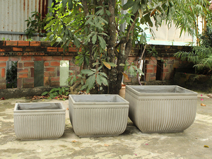 Set of 3 Lightweight Concrete Fiber <b>Pots</b> for Home & Garden Easy Relocation for Balcony or Outdoor <b>Planting</b> - Product Image 5