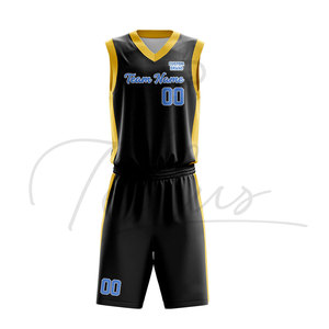 Uniforme de basket-ball pour hommes sur mesure de haute qualité, manches courtes, respirant, grande taille, 100% polyester, avec nom d'équipe personnalisé, service OEM - Product Image 1