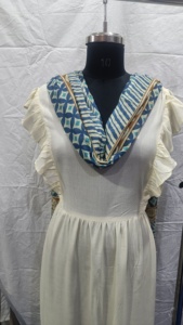 En gros, Écharpe, Paréo, Sarong, Stole, Châle d'été en coton bleu beige pour femme, à imprimé géométrique et botanique, style décontracté - Product Image 4