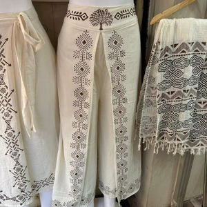 Stylish Hand-Block Printed Cotton <b>Wrap</b> <b>Trousers</b> and Palazzo Pants for Women Ethically Sourced Artisanal Summer Wear <b>Trouser</b> - Product Image 1