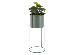 Macetero Metálico Moderno Color Verde Salvia con Soporte Alto de Hierro, Porta Macetas Cilíndrico Minimalista para Jardín Interior, Exterior, Patio - Product Image 5