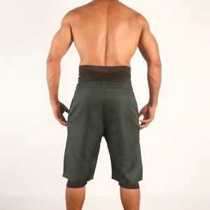 Shorts Awrah personnalisés pour hommes en toile, taille élastique, mi-cuisse, décontractés, style Sunnah islamique, teint uni, vêtements de sport pour le confort et le style - Product Image 3