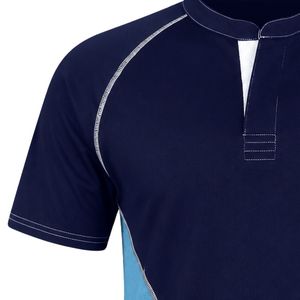 Maillot de rugby bleu marine pour femme, manches courtes, uniforme d'équipe, chemise de sport, tenue d'entraînement, vêtements de sport de plein air - Product Image 3