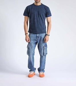 Camisetas para Hombre Más Vendidas Hechas en Pakistán, Elegantes de Manga Corta con Algodón Premium Azul Oscuro, Camisetas a Rayas Personalizables OEM - Product Image 5