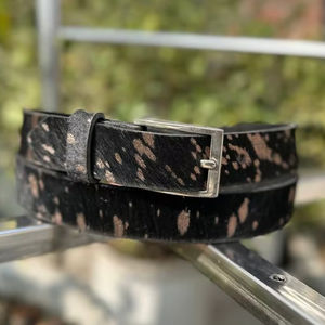 Ceinture artisanale vintage noire avec finition cheveux de bête, boucle ardillon en acier robuste, design western, largeur 1-1,5 pouces, toutes longueurs - Product Image 3