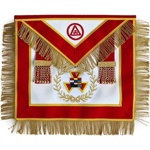 Delantal de Primopreciador del Arco Real, de terciopelo rojo con flecos, personalizable, para la Orden de la Masonería, de alta calidad y diseño. - Product Image 1