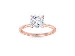 Bague de fiançailles solitaire en diamant de laboratoire taille coussin, classique en or, bague de mariée minimaliste - Product Image 3