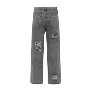 Wholesale Custom Logo <b>Men's</b> Denim <b>Jeans</b> Vintage Style Retro Washed Ripped Casual Regular Fit Breathable Autumn Summer Low Price - Product Image 2