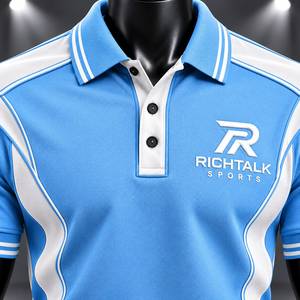 Camiseta Deportiva RICHTALK para Hombre, Azul, Manga Corta, Secado Rápido, Tejido de Punto, Corte Regular, Diseño Deportivo, Logotipo Frontal con Impresión Digital, 200g - Product Image 4
