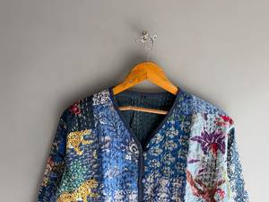 Chaqueta Acolchada de Algodón con Parches Estilo Bohemio para Mujer, Cuello en V, Botones al Frente, Prenda Exterior Informal, Manga Larga, Bolsillos con Parches, para Todas las Temporadas - Product Image 4