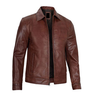 High Quality Men Distressed Vintage Leather Biker <b>Jacket</b> Retro Cafe <b>Racer</b> Motorcycle Zipper Street Wear Stylish <b>Jackets</b> - Product Image 6