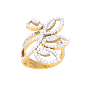 แหวนลายใบไม้และผีเสื้อหลายชั้นประดับคริสตัลสีทอง ดีไซน์โดดเด่น สำหรับโอกาสพิเศษ - Product Image 4