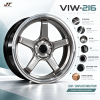 Jantes forgées à cinq branches plates de 18 à 22 pouces, finition argentée avec baril poli, monobloc VIW-216 pour BMW Audi Mercedes-Benz