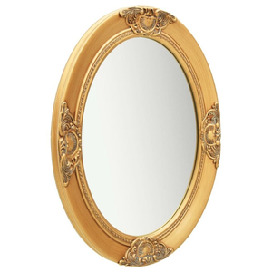 Espejo de Pared Ovalado Antiguo Ornamentado con Acabado en Hoja de Oro, Decoración para el Hogar, Espejo de Pared Ovalado Horizontal con Acabado Dorado - Product Image 4