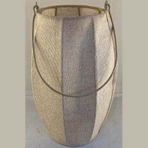 Lanterne décorative artisanale en fer naturel, verre et tissu en coton pour une décoration élégante de la maison - Product Image 3