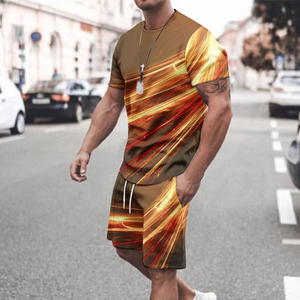 ชุดกีฬาฤดูร้อนสำหรับผู้ชาย ชุดออกกำลังกาย เสื้อยืดลำลอง กางเกงขาสั้น แห้งเร็ว เสื้อแขนสั้นสำหรับฝึกซ้อม - Product Image 2