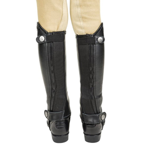 Bottes d'équitation en cuir noir avec fermeture à pression latérale pour l'entraînement et la compétition équestre - Product Image 4