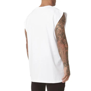 Men's Gym Tank Top Casual Summer Vest Style Breathable 100% Cotton Lightweight <b>Drop</b> Armhole Cut Crew Neck Customizable - Product Image 4