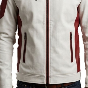 <b>Men's</b> White <b>Red</b> Color <b>Leather</b> <b>jacket</b> customize color customize logo customize size street wear high quality good quality product - Product Image 5