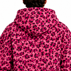 Hot Pink <b>Leopard</b> <b>Print</b> <b>Hoodie</b> Oversized Pullover Streetwear Sweatshirt Heavyweight Fleece Drawstring Casual Fashion Top - Product Image 4