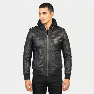 First Class Quality Winter Warm Leather Jacket Oversized Fit Is Complimented by Articulated Sleeves <b>Dropped</b> jacket for men - Product Image 4