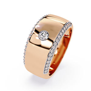 Bague de mariage unisexe classique en or blanc avec moissanite taille brillant rond et sertissage pavé, pour bijoux d'anniversaire de mariage - Product Image 5