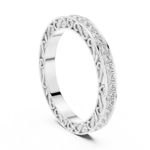Synthetic Diamond 0.50 CTW E Color Round Brilliant 18K Solid <b>Gold</b> <b>Vintage</b> Scroll Engraved Band Luxury Unisex <b>Ring</b> - Product Image 4