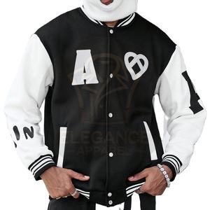 Fabriqué au Pakistan sur mesure couleur unie Patchwork bouton avant manches longues poche Simple décontracté hommes collège Baseball vestes - Product Image 2