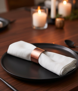 Porte-serviettes ronds en métal couleur bronze, design incurvé, adaptés à la décoration de table, articles de cuisine - Product Image 4