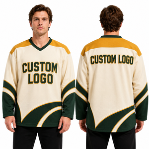 Maillot de hockey sur glace léger personnalisé en gros pour joueurs amateurs, vêtements de gardien de but, protège-coudes, poignets, ourlets, cols, panneaux et tissus - Product Image 1