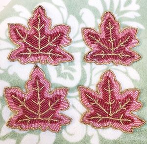 Premium Handmade <b>Beaded</b> Embroidery <b>Coaster</b> Set Durable Multicolor Table Decor At Best Price - Product Image 5