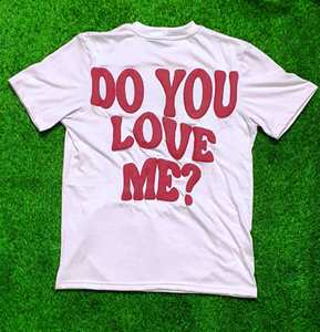 T-shirt pour homme à manches courtes, col rond, jersey décontracté tricoté avec un motif imprimé cœur rouge XO sur le devant, coupe classique - Product Image 2