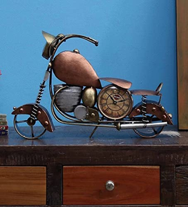 Montre de vélo avec cadran décoratif |   Horloge de table vintage en métal pour moto (17 x 03 x 11 pouces) - Product Image 5