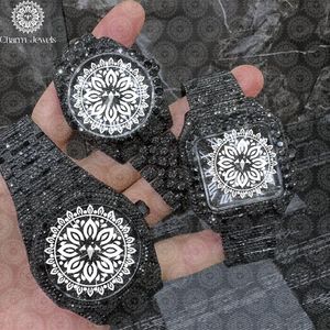 Montre de luxe en acier inoxydable avec lunette sertie de diamants, mouvement mécanique analogique, fermoir caché à bouton-poussoir, bracelet 20 mm, cadran 40 mm, 10 - Product Image 3