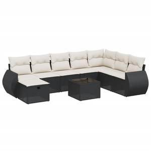 Conjunto de Sofá de Jardín de Ratán Sintético Negro con Vidrio Templado y Acero, Muebles Duraderos para Exteriores - Product Image 2