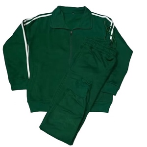 Survêtement vert forêt skinny streetwear, fermeture éclair intégrale, haute élasticité, extensible dans les quatre sens, séchage rapide, poches latérales, 320GSM, 100% polyester - Product Image 2