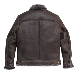 <b>Men</b>’s Espresso Brown Color <b>Shearling</b> Leather <b>Jacket</b> Genuine Sheepskin Winter Coat - Product Image 4