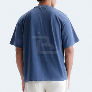 T-shirt Homme Oversize à Manches Courtes Couleur Unie Coupe Décontractée Col Rond 100% Coton Respirant Logo Avant Haute Qualité - Product Image 4