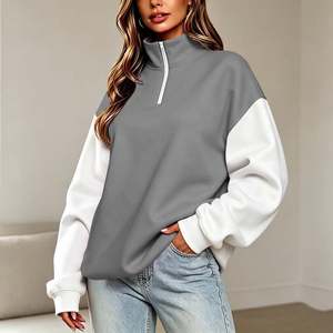 Breathable Quick Dry Women Long Sleeve Sweatshirts Casual Half <b>Zip</b> Pullover Tops Color Block Trendy Oversized Fall Sweatshirt - Product Image 5